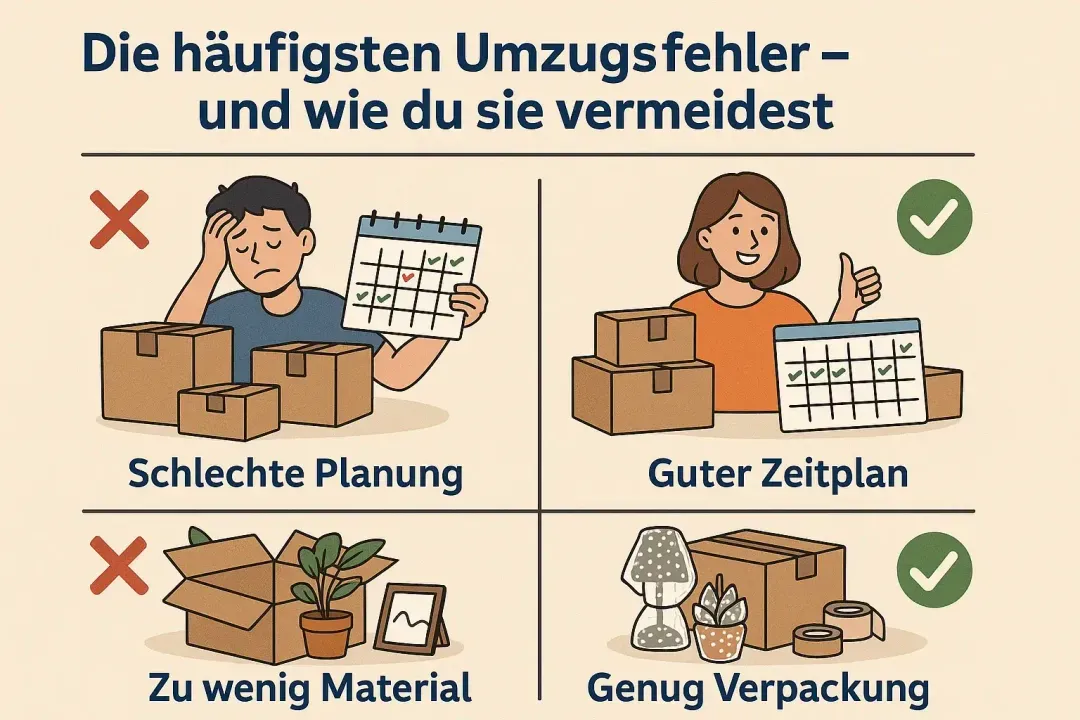 Umzugskartons und Möbel bei einem gut vorbereiteten Umzug